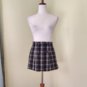 Black & Brown Plaid FASHION NOVA Vibe With Me High Waisted Mini Skort - XS
